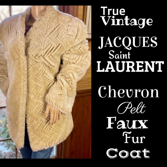 Vintage Jackets & Blazers - ◾️VTG◾️JACQUES ST LAURENT◾️Chevron Faux Fur Coat
